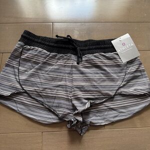Athleta Veracruz Stripe Black and Gray Shorts